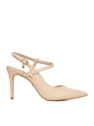 DeeZee Szpilki DF-82780-11 Beżowy. Brązowe szpilki DeeZee, bez wzorów, ze skóry, bez obcasa. Za 139.99 zł.
