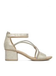 Rieker Sandały CEO-64654-40 Srebrny. Szare sandały damskie Rieker, bez wzorów, ze skóry, bez obcasa, na słupku. Za 319.99 zł.