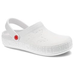 Białe Klapki Big Star Wodoodporne Buty Damskie. Białe klapki damskie Big Star, bez wzorów, bez obcasa. Za 72.99 zł.