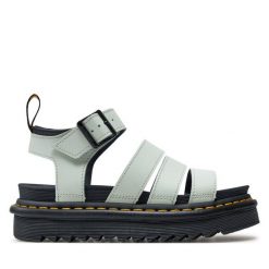 Sandały Dr. Martens. Zielone sandały damskie Dr. Martens, bez wzorów, bez obcasa, na płaskiej podeszwie. Za 699.99 zł.