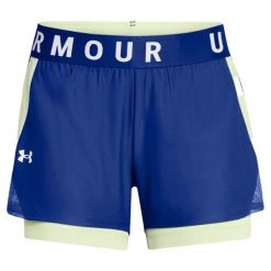 Szorty Under Armour Play Up 2 W 1 Damskie. Niebieskie spodenki sportowe damskie Under Armour, s, z dzianiny, do biegania. Za 169.90 zł.