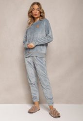 Niebieski Komplet Piżamowy Luźna Bluza i Spodnie Joggery Mlikena. Niebieskie bluzy bez kaptura damskie Renee, xl. Za 44.99 zł.