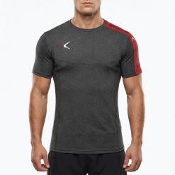 Dopasowana koszulka treningowa z krótkim rękawem Fitplayer. Szare t-shirty sportowe męskie ELPLAYER, l, z poliesteru, bez ramiączek, do biegania. Za 56.00 zł.