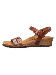 Papillio Skórzane sandały "Lana" w kolorze brązowym na koturnie rozmiar: 41. Brązowe sandały damskie Papillio, bez wzorów, bez obcasa, na koturnie. Za 157.35 zł.