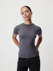 LeGer Koszulka "Doreen" w kolorze antracytowym rozmiar: 38. Czarne t-shirty damskie LeGer, bez wzorów, bez kołnierzyka. Za 78.84 zł.