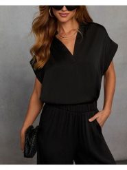 Milan Kiss Bluzka w kolorze czarnym rozmiar: L. Czarne bluzki damskie Milan Kiss, l, bez wzorów, bez kołnierzyka, bez ramiączek. Za 126.99 zł.