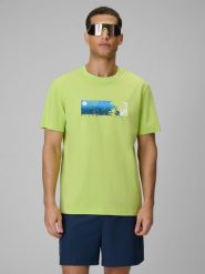 4F T-shirt regular z nadrukiem męski - zielony S. Zielone t-shirty męskie 4f, m, bez wzorów, z bawełny, bez kołnierzyka. Za 59.99 zł.