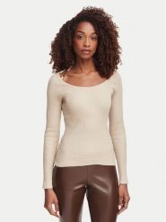 Guess Sweter W6YR22 Z0966 Beżowy Slim Fit. Brązowe swetry klasyczne damskie Guess, l, z wiskozy, bez kołnierzyka. Za 394.99 zł.