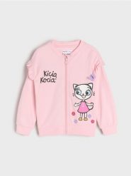Bluza na zamek Kicia Kocia - różowy. Czerwone bluzy i bluzki niemowlęce Sinsay, bez wzorów, bez ramiączek, bez kaptura. Za 25.99 zł.