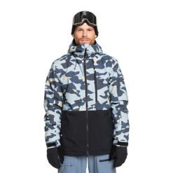 Kurtka snowboardowa męska Quiksilver Mission Printed Block. Niebieskie kurtki męskie Quiksilver, na zimę, m, bez wzorów, sportowe, bez kaptura. Za 719.99 zł.