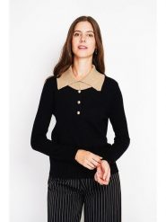 William de Faye Sweter w kolorze czarno-beżowym rozmiar: 34. Czarne swetry klasyczne damskie William De Faye, bez kołnierzyka. Za 95.99 zł.