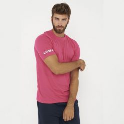 Koszulka bawełniana ARIA różowa. Czerwone bluzki sportowe damskie Legea, z bawełny, bez kołnierzyka, bez ramiączek. Za 52.00 zł.