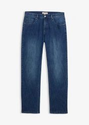 Dżinsy ze stretchem o kroju relaxed fit, straight, z bawełny organicznej. Niebieskie jeansy męskie bonprix. Za 132.99 zł.