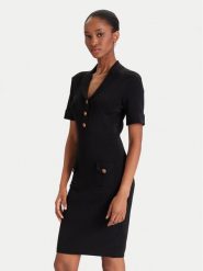 Guess Sukienka dzianinowa W5YK29 Z0130 Czarny Slim Fit. Czarne sukienki damskie Guess, l, z aplikacjami, z dzianiny, bez kołnierzyka, bez ramiączek. Za 309.99 zł.