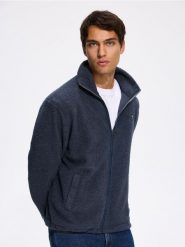 Polarowa bluza ze stójką - jasnoniebieski. Niebieskie bluzy bez kaptura męskie Reserved, l, z polaru. Za 119.99 zł.