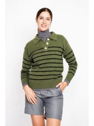 ASSUILI Sweter w kolorze zielono-czarnym rozmiar: 42. Czarne swetry klasyczne damskie Assuili, bez kołnierzyka. Za 113.99 zł.