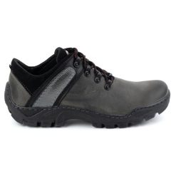 Olivier Skórzane buty trekkingowe męskie 311GT szary szare. Szare buty trekkingowe męskie ze skóry, bez zapięcia, trekkingowe. Za 351.82 zł.