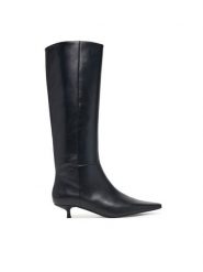 Calvin Klein Kozaki Kitten Heel High Boot Lth HW0HW03167 Czarny. Czarne kozaki damskie CALVIN KLEIN, ze skóry, bez obcasa, na szpilce. Za 999.99 zł.