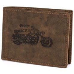 Portfel skórzany Beltimore R94 brązowy. Brązowe portfele męskie z aplikacjami, ze skóry. Za 65.99 zł.