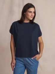 T-shirt damski TBS Rommy. Niebieskie t-shirty damskie Tbs, s, bez wzorów, z bawełny, bez kołnierzyka. Za 186.00 zł.