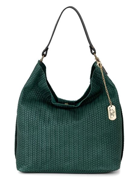 Anna Morellini Skórzana torebka "Sebastiana" w kolorze zielonym - 38 x 36 x 14 cm rozmiar: onesize. Zielone torebki klasyczne damskie Anna Morellini, bez wzorów, z materiału, bez dodatków. Za 217.99 zł.