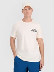 4F T-shirt regular z nadrukiem męski - biały M. Białe t-shirty męskie 4f, m, bez wzorów, z bawełny, bez kołnierzyka. Za 59.99 zł.