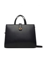 Tommy Hilfiger Torebka Th Heritage Satchel AW0AW18287 Czarny. Czarne torebki klasyczne damskie Tommy Hilfiger, bez wzorów, ze skóry, bez dodatków. Za 749.99 zł.