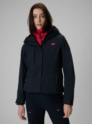 4F Kurtka trekkingowa membrana 10000 damska - czarna M. Czarne kurtki damskie 4f, na lato, l, bez wzorów, z materiału, bez kaptura. Za 399.99 zł.