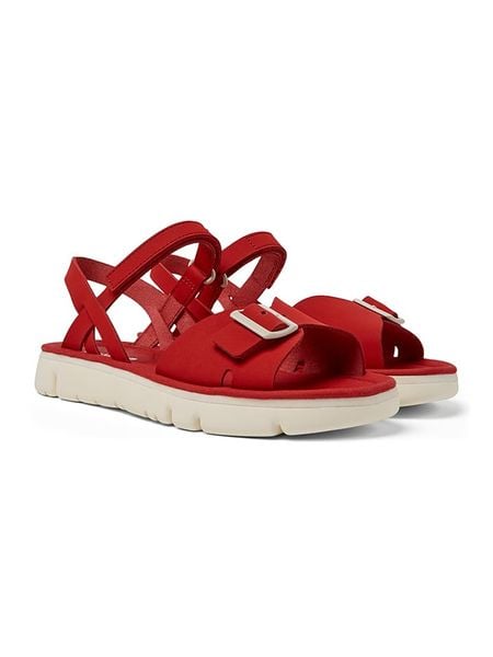 Camper Skórzane sandały "Oruga" w kolorze czerwonym rozmiar: 37. Czerwone sandały damskie Camper, bez wzorów, bez obcasa. Za 180.06 zł.