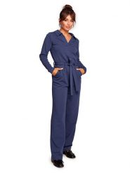 Be Wear Kombinezon w kolorze granatowym rozmiar: S. Niebieskie kombinezony damskie Be Wear, s, bez wzorów, z tkaniny, bez kołnierzyka, bez ramiączek, długie. Za 180.06 zł.