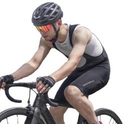 Spodenki rowerowe Rockbros na szelkach z wkładką. Czarne szorty męskie ROCKBROS, bez wzorów, sportowe. Za 169.99 zł.