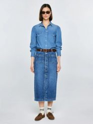 Koszula damska jeansowa z bufkami niebieska Indiana 164. Niebieskie koszule damskie Big Star, l, bez wzorów, z bawełny, retro, bez kołnierzyka, bez ramiączek. Za 249.99 zł.