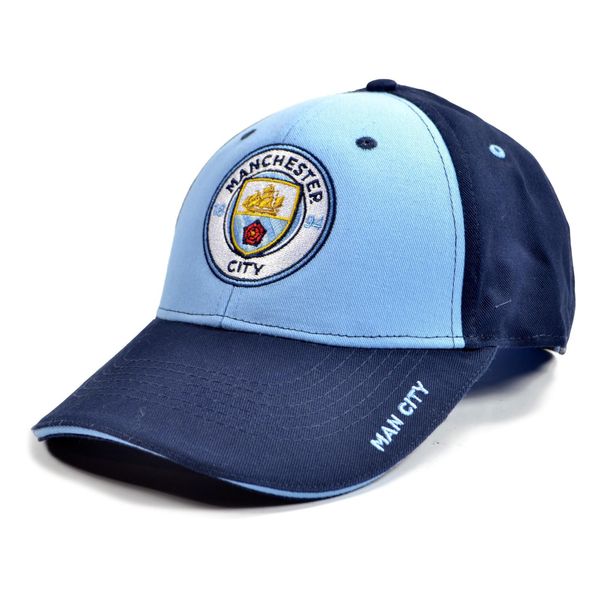 Czapka Manchester City - navy sky - licencjonowana. Niebieskie czapki męskie MANCHESTER CITY, bez wzorów, sportowe. Za 97.00 zł.