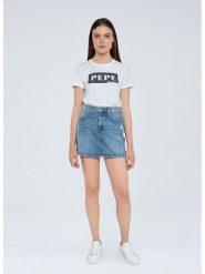 Pepe Jeans Spódnica dżinsowa "Rachel" w kolorze niebieskim rozmiar: M. Niebieskie spódniczki damskie Pepe Jeans, m, z aplikacjami, z jeansu, klasyczne, z podwyższonym stanem, mini. Za 118.56 zł.