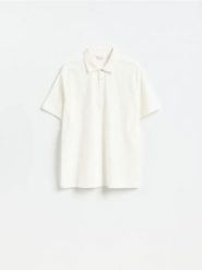 Koszulka polo comfort fit - złamana biel. Koszulki polo męskie Reserved, l, bez wzorów, z dzianiny, bez ramiączek. Za 79.99 zł.