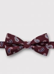 PAKO LORENTE – Bordowa mucha męska we wzór paisley. Czerwone krawaty i muchy męskie Pako Lorente, bez wzorów, z poliesteru, eleganckie. Za 69.99 zł.