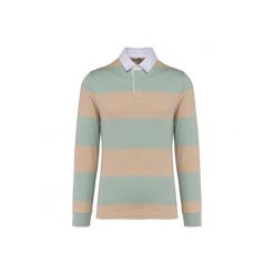 Koszulka polo w paski, długi rękaw Kariban. Zielone bluzki damskie KARIBAN, bez wzorów, eleganckie, bez kołnierzyka, bez ramiączek. Za 217.50 zł.