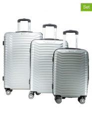 Geographical Norway 3-częściowy zestaw "Sopearl" w kolorze srebrnym rozmiar: onesize. Szare walizki Geographical Norway, bez wzorów, z materiału. Za 434.99 zł.