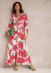 Biała Sukienka Katyne. Białe sukienki damskie Renee, na lato, m, z aplikacjami, z tkaniny, eleganckie, bez kołnierzyka, bez ramiączek, maxi, koszulowe. W wyprzedaży za 90.99 zł.