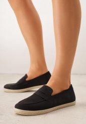 Czarne Mokasyny z Plecionką w Stylu Boho Galenatea. Czarne mokasyny damskie Renee, z jeansu. Za 69.99 zł.