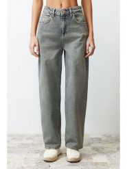 Trendyol Dżinsy - Comfort fit - w kolorze szarym rozmiar: 42. Szare jeansy damskie Trendyol, z podwyższonym stanem. Za 86.99 zł.