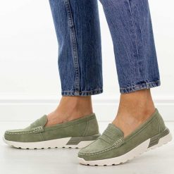 Khaki skórzane mokasyny damskie Filippo Dp7528/26. Brązowe mokasyny damskie Filippo, z jeansu. Za 219.00 zł.