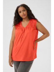 KAFFE curve Bluzka w kolorze czerwonym rozmiar: 50. Czerwone bluzki damskie KAFFE curve, bez wzorów, z bawełny, bez kołnierzyka, bez ramiączek. Za 60.99 zł.