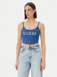 Guess Top V5GP16 K8RT2 Niebieski Regular Fit. Niebieskie topy damskie Guess, xl, z aplikacjami, z wiskozy, bez kołnierzyka. Za 89.99 zł.