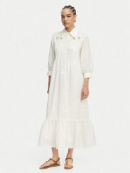 Luisa Spagnoli Sukienka koszulowa Parisi 543104 Kremowy Regular Fit. Białe sukienki damskie Luisa Spagnoli, s, bez wzorów, bez kołnierzyka, bez ramiączek, koszulowe. Za 2,089.00 zł.