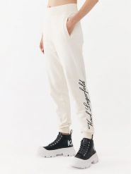 KARL LAGERFELD Spodnie dresowe 231W1050 Écru Regular Fit. Spodnie dresowe damskie Karl Lagerfeld, xl, bez wzorów, z bawełny. Za 609.99 zł.