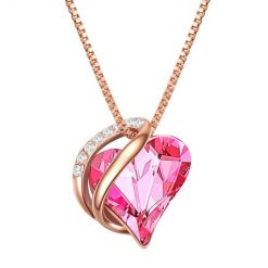 Rafaela Donata Naszyjnik srebrny Serce srebro wysokiej próby zdobiony kryształkami Swarovski® różowe złoto Naszyjniki 1 ct Damski. Czerwone naszyjniki damskie Rafaela Donata, pozłacane. Za 318.99 zł.