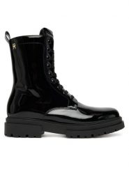 Tommy Hilfiger Trapery Lace-Up Bootie T4A5-34025-0775 D Czarny. Czarne kozaki dziewczęce Tommy Hilfiger, bez wzorów, ze skóry, bez obcasa. Za 429.99 zł.