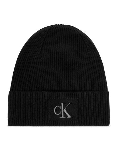 Calvin Klein Czapka Embroidered Rib Cotton Beanie LV04F8097G Czarny. Czarne czapki zimowe damskie CALVIN KLEIN, z bawełny. Za 169.99 zł.