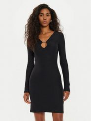 Guess Sukienka koktajlowa Amira W4BK09 KCDE0 Czarny Slim Fit. Czarne sukienki damskie Guess, xs, z aplikacjami, z syntetyku, wizytowe, bez kołnierzyka, bez ramiączek. Za 269.99 zł.